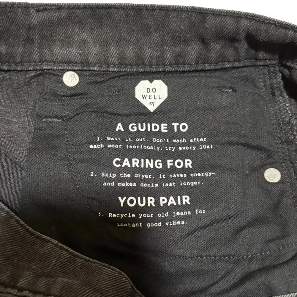 Madewell Black Denim Mini Skirt Raw Hem Size 27